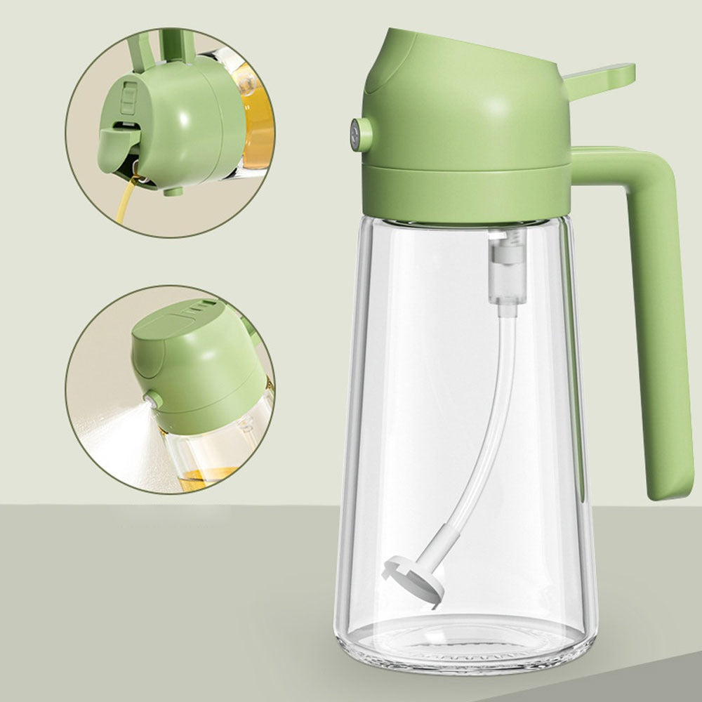 2-in-1 Glass Oil Sprayer Bottle (400ML) | Spray & Pour Oil Dispenser for Kitchen, Air Fryer & BBQ