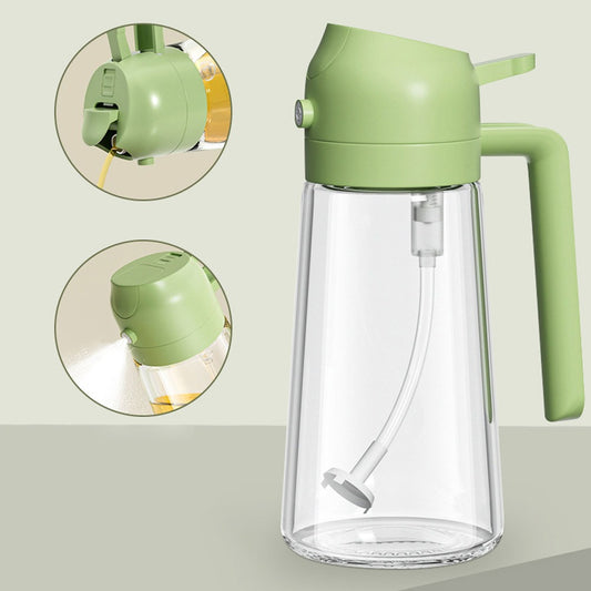2-in-1 Glass Oil Sprayer Bottle (400ML) | Spray & Pour Oil Dispenser for Kitchen, Air Fryer & BBQ
