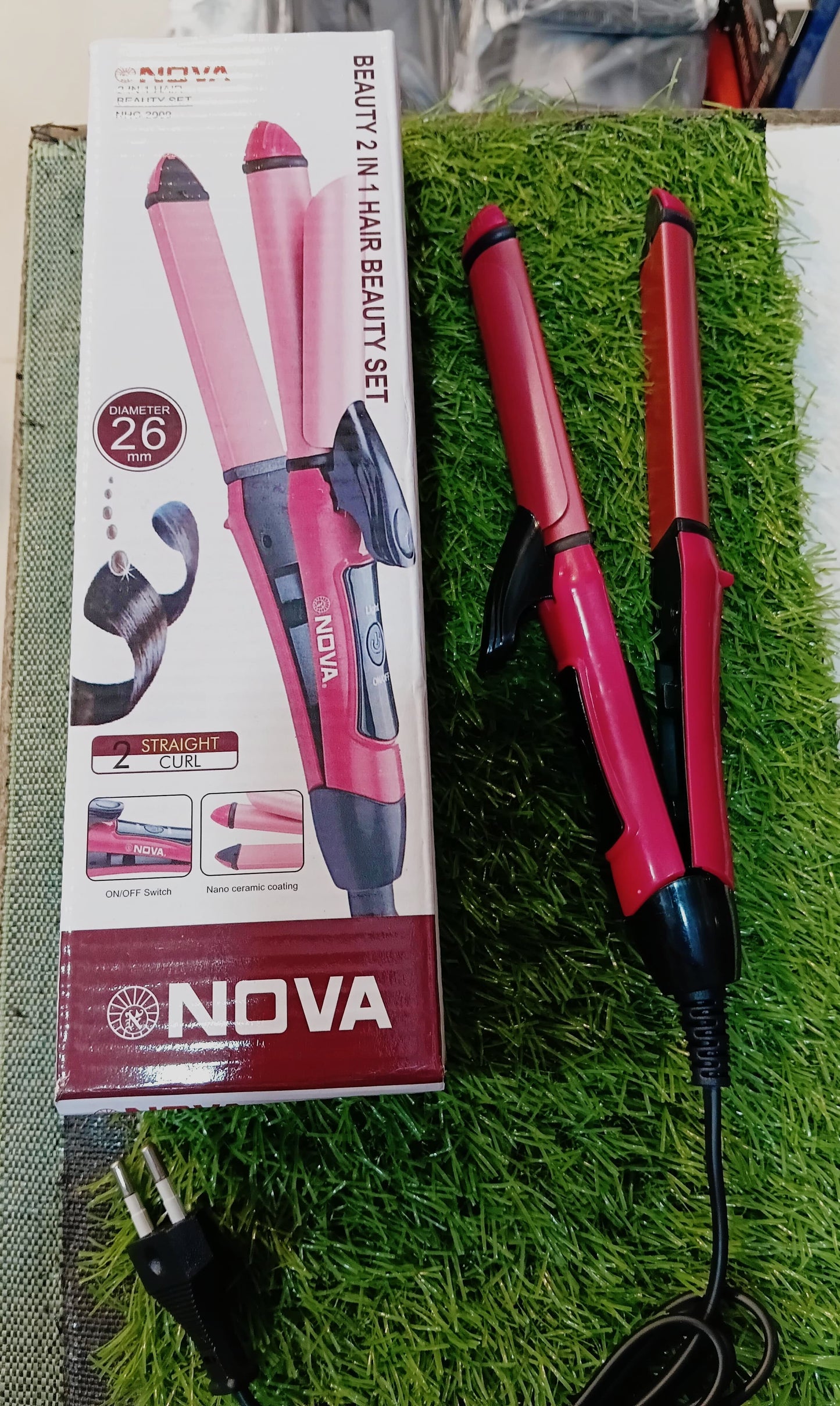 Professional Nova 2 in 1 Hair Straightener & & Curler Women Hair Styler Hair Beauty Set