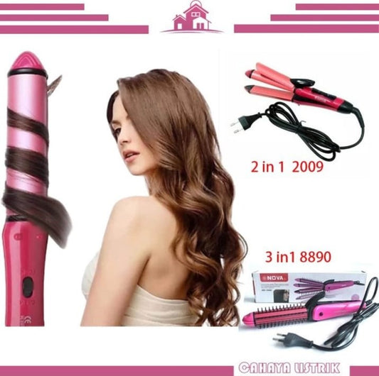 Professional Nova 2 in 1 Hair Straightener & & Curler Women Hair Styler Hair Beauty Set