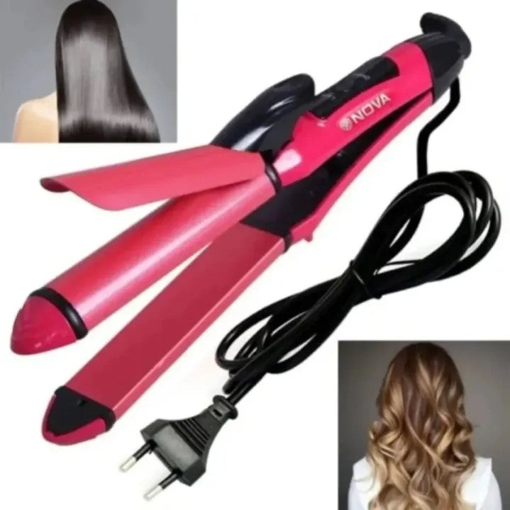 Professional Nova 2 in 1 Hair Straightener & & Curler Women Hair Styler Hair Beauty Set