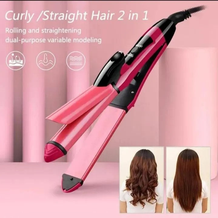 Professional Nova 2 in 1 Hair Straightener & & Curler Women Hair Styler Hair Beauty Set