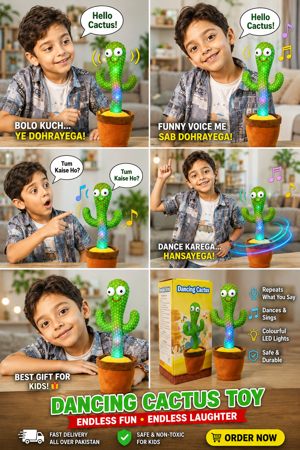 🌵 Dancing Talking Cactus Toy for Kids – Repeats What You Say, Sings & Dance