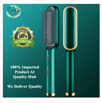 2 in 1 Electric Hair Straightener Curler Heating Styling Comb Straightening Brush, Electric Hair Straightener Brush 909, Fast Heating Ceramic Hair Styling Brush for Women & Men, Sleek & Shiny Hair