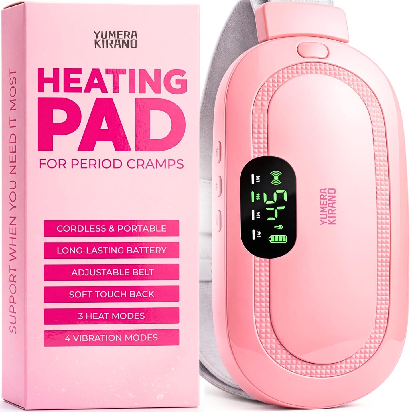 Rechargeable Electric Heating Pad for Period Pain Relief, Heated Waist & Belly Belt for Women & Girls