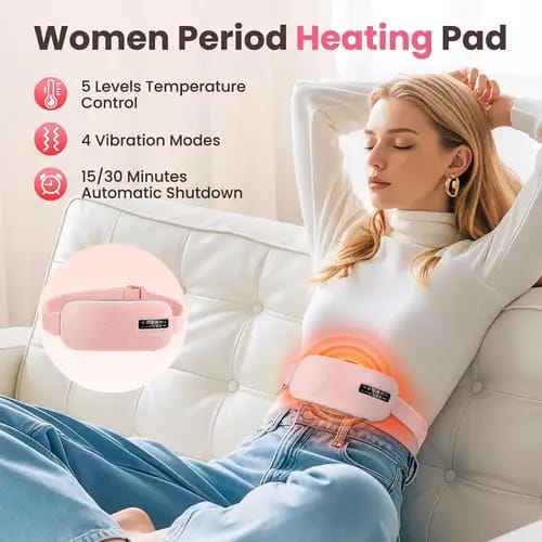 Rechargeable Electric Heating Pad for Period Pain Relief, Heated Waist & Belly Belt for Women & Girls