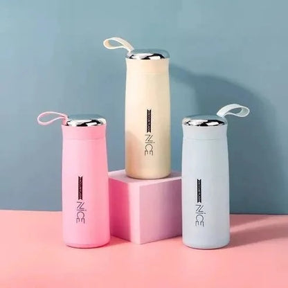 Premium NICE 400ml Glass Water Bottle - Insulated for Ultimate Freshness - Perfect for School, Gym, and Office Use