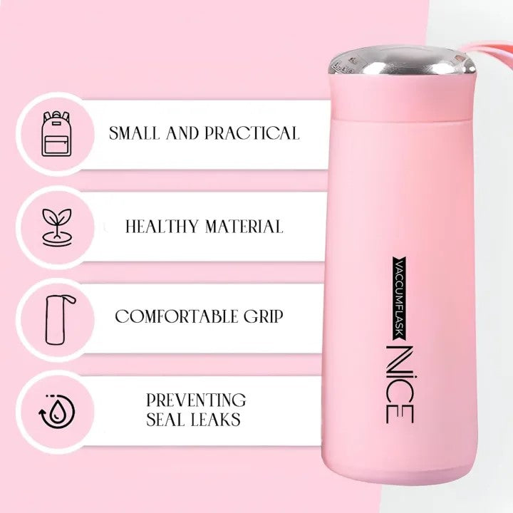 Premium NICE 400ml Glass Water Bottle - Insulated for Ultimate Freshness - Perfect for School, Gym, and Office Use