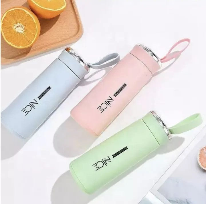 Premium NICE 400ml Glass Water Bottle - Insulated for Ultimate Freshness - Perfect for School, Gym, and Office Use