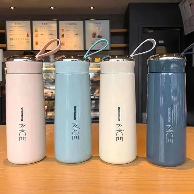 Premium NICE 400ml Glass Water Bottle - Insulated for Ultimate Freshness - Perfect for School, Gym, and Office Use