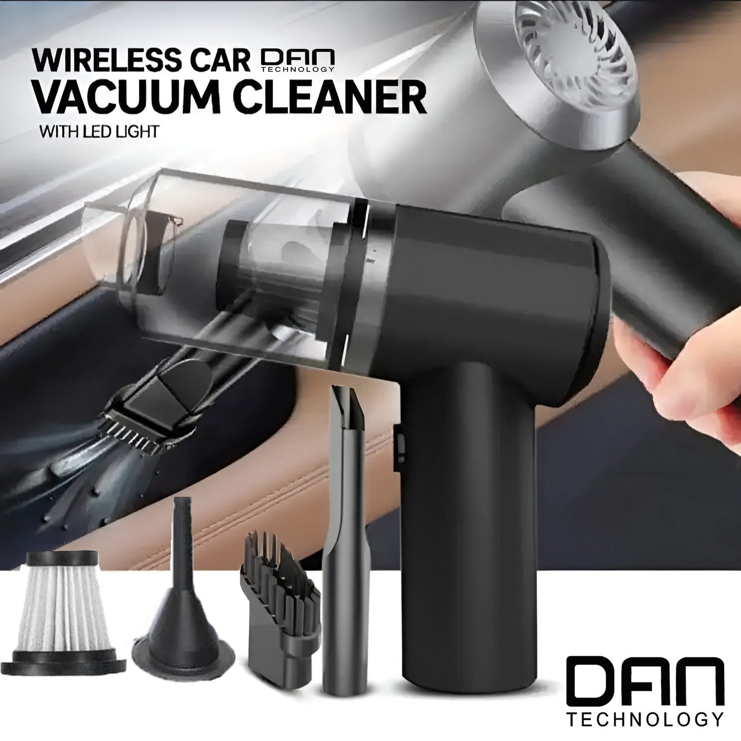 3-in-1 Cordless Handheld Vacuum Cleaner | Rechargeable Wet & Dry Portable Mini Cleaner with LED Light | Powerful Suction for Car, Sofa, Carpet, Home & Office Cleaning