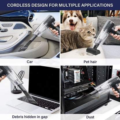 3-in-1 Cordless Handheld Vacuum Cleaner | Rechargeable Wet & Dry Portable Mini Cleaner with LED Light | Powerful Suction for Car, Sofa, Carpet, Home & Office Cleaning