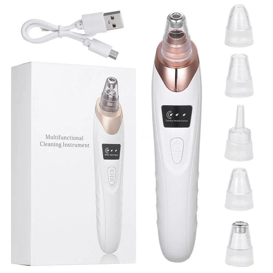 5-in-1 Blackhead Remover Vacuum | Rechargeable Pore Cleaner & Derma Suction Device | Multi-Functional Facial Beauty Tool for Acne, Pimples, Oil, Dirt & Whitehead Removal