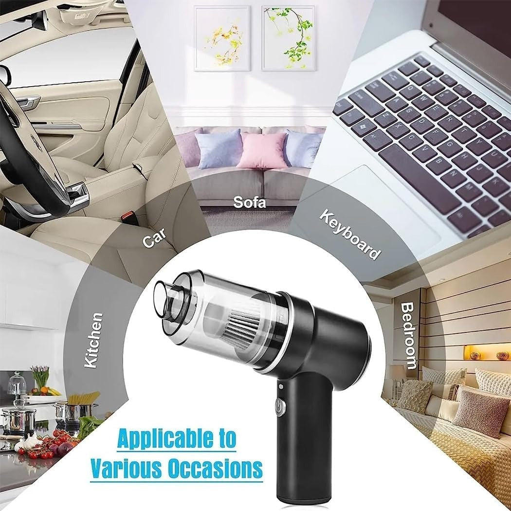 3-in-1 Cordless Handheld Vacuum Cleaner | Rechargeable Wet & Dry Portable Mini Cleaner with LED Light | Powerful Suction for Car, Sofa, Carpet, Home & Office Cleaning